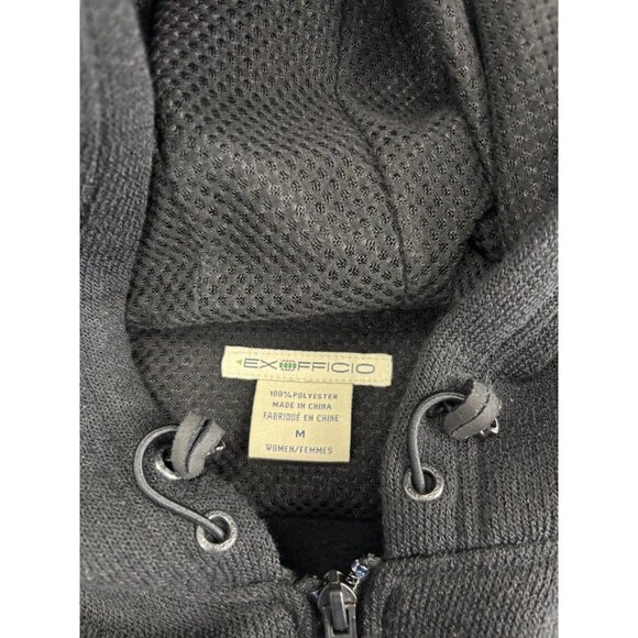 ExOfficio Jacket Womens Medium Black Hooded Full Zip Fleece Travel Outdoor Warm - Picture 2 of 7
